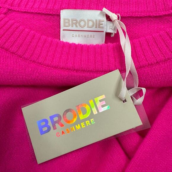 Brodie Cashmere Paloma Sweater in Neon Pink Crewneck Size XL - Picture 9 of 11